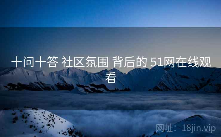 十问十答 社区氛围 背后的 51网在线观看